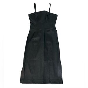 8 by Yoox Black Leather/100% Lambskin midi dress like NEW size 44